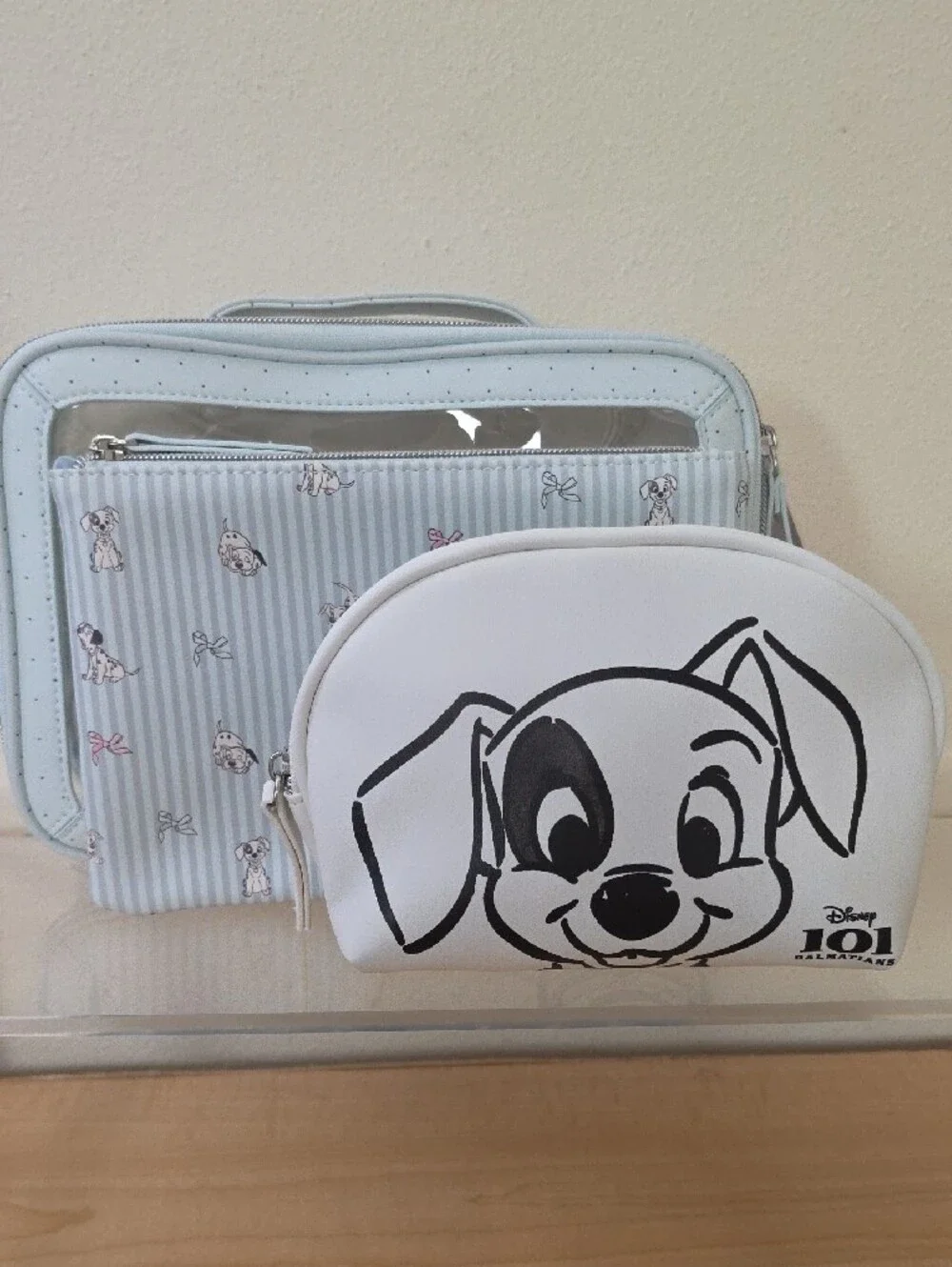 Primark Disney 101 Dalmatians Light Blue Clear Cosmetic Bag Set
